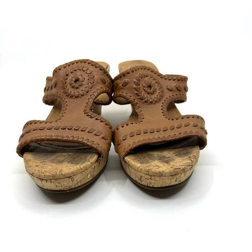 Jack Rogers  Brown Leather Cork Wedge Sandals Women's 9 US