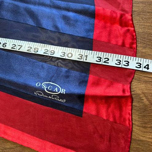 Oscar de la Renta  Vintage Scarf Geometric Square Red Blue Patriotic Designer NWT