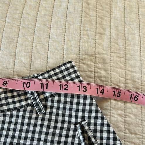 Liz Wear Vtg  gingham black/white button down cotton maxi HR cottage skirt 8