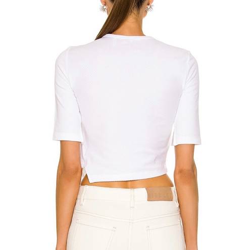 Helmut Lang NWT  White Asymmetric Rib-Knit Crop Top