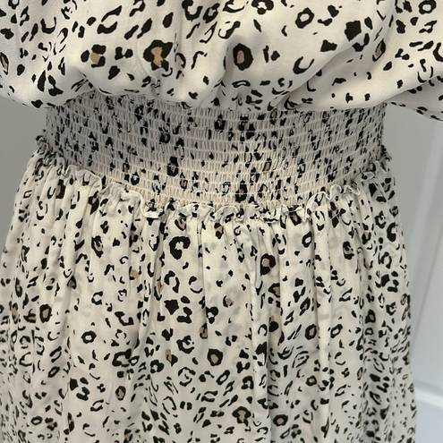 Rails  Karla White Mocha Leopard Blouson Dress