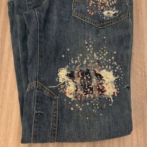 Pilcro  x Anthropologie Straight Leg Sequin The Wanderer Jeans Size 25