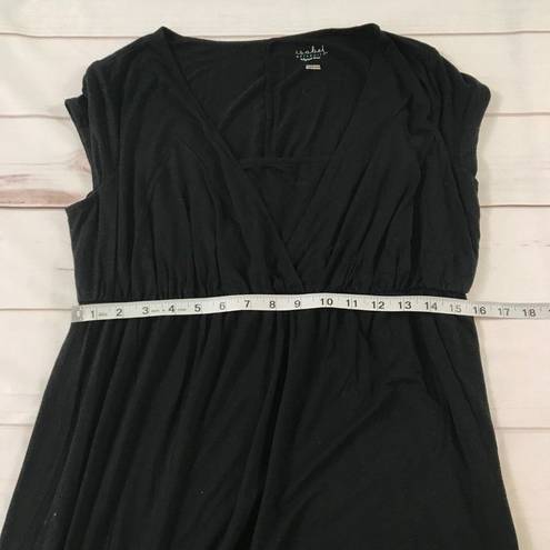 Isabel Maternity  by Ingrid Short Sleeve Cross Front Nursing Black Dress Large