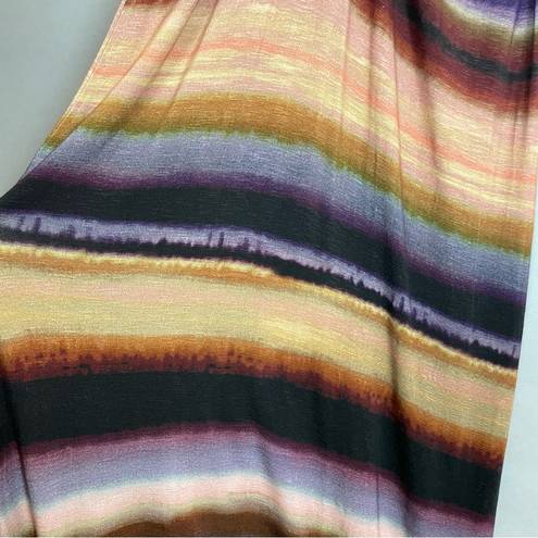 Young Fabulous and Broke  Maxi Dress Striped Tie-dye Racerback‎ Ruched Large Summer