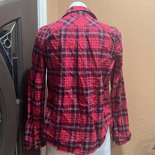 Roxy  red plaid button up collared shirt