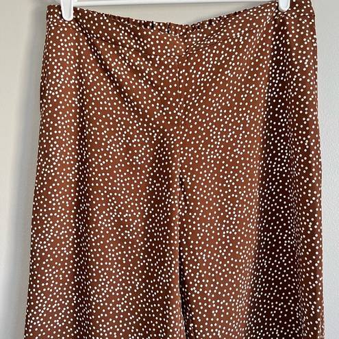 J.Jill  Women’s Brown White Polka Dot Wide Leg Cropped Pants Large Petite