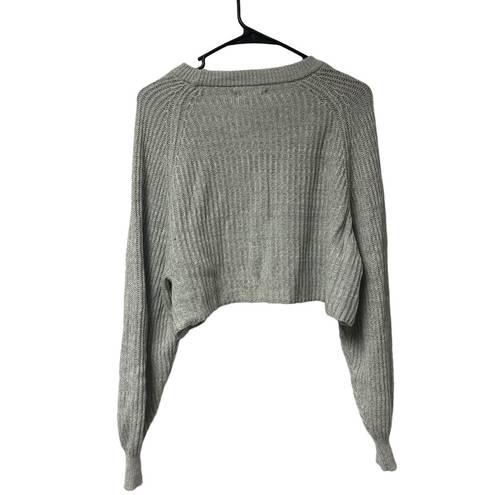 Aeropostale  S Grey Long Sleeve Cropped Sweater Boxy Oversized Winter Fall Gray