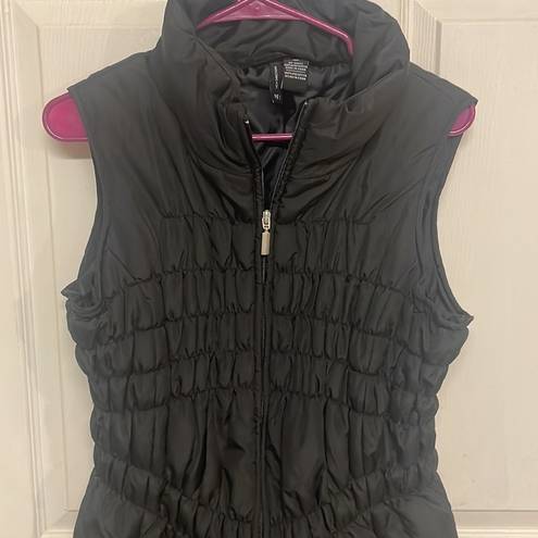 New Direction Black Ruched Puffer Vest