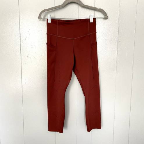 Brooks  Run Raisin Lazer Cut Running Method 3/4 Crop Tight Leggings S