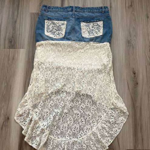 Aeropostale  11/12 Y2K Lace Denim Skirt