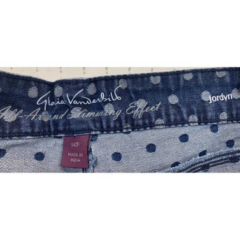 Gloria Vanderbilt  Womens Cropped Jeans Petite Sz 14P Polka Dot Jordyn Slimming