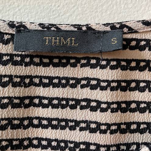 THML sleeveless blouse, black/tan, size small