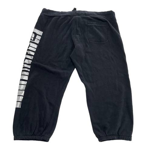 Fabletics  Pants Womens Medium Black Silver Joggers Capri Athletic Cropped Sweats