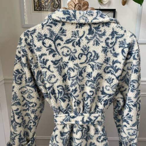 Victoria's Secret Vintage 90s  Country Delft Floral Scroll Fleece Robe XS S