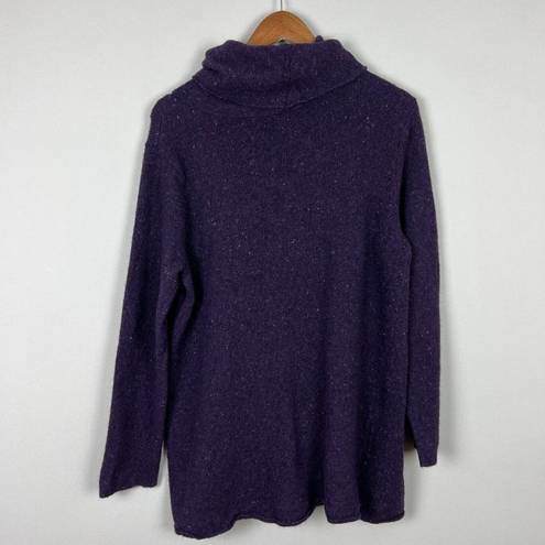 J.Jill  Sweater Womens XL Purple Turtleneck Wool Cashmere Tunic Italian Yarn Knit