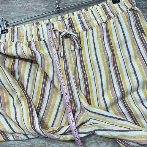 Krass&co Naturals D& linen striped wide leg pants stretchy drawstring waist