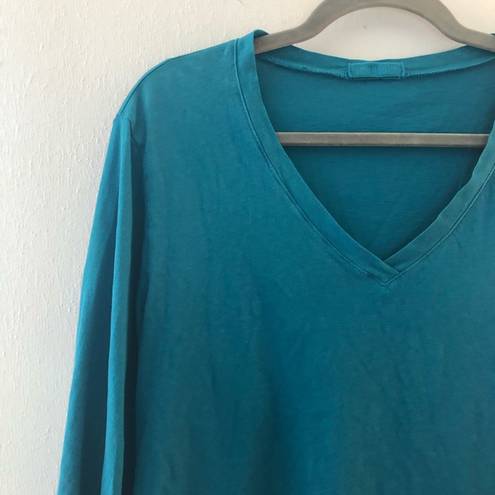 CP Shades  Tee Teal Blue V Neck 3/4 Sleeves Top Sz M/L (See Measurements) EUC