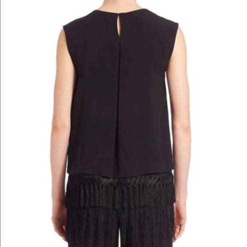 Adam Lippes NWT  Black blouse with silk tassel fringe detail lining size 0