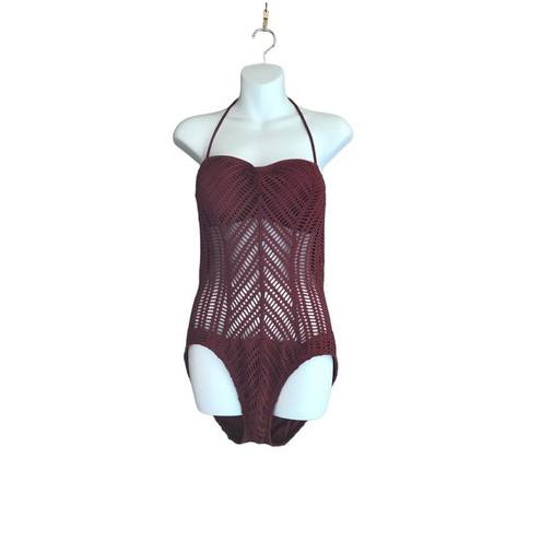 Robin Piccone  Red Cutout Detail One Piece Swimsuit