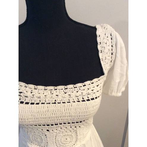 Jessica Simpson New NWT Small S crochet square neck white dress western cowgirl 