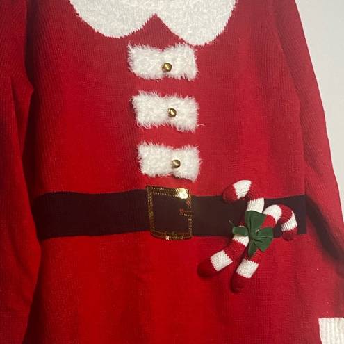 ma*rs Juniors Red Christmas . Santa Claus Tunic Sweater Dress Size Large