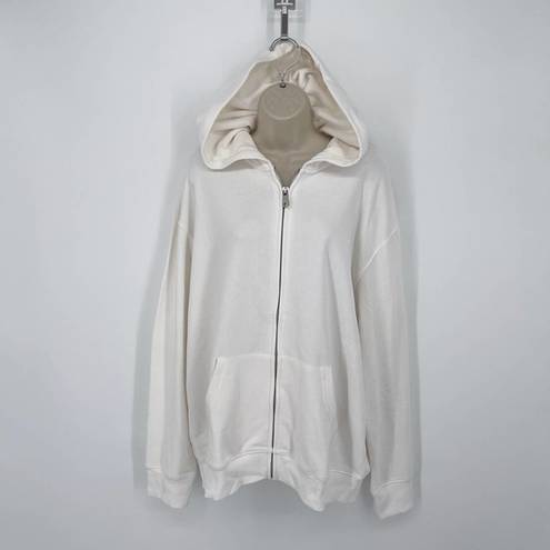 Naked Wardrobe  White Hoodie NEW Womens Sz XL Full Zip Pockets Long Sleeve