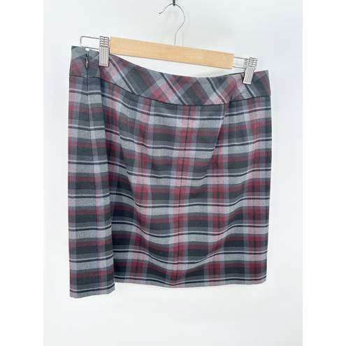 The Loft  Outlet Skirt Women 6 Black Grey Red Printed Hidden Side Zip Mini