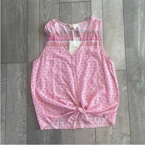 Cynthia Rowley Size Medium Pink Tie-Front Tank Top New With Tags