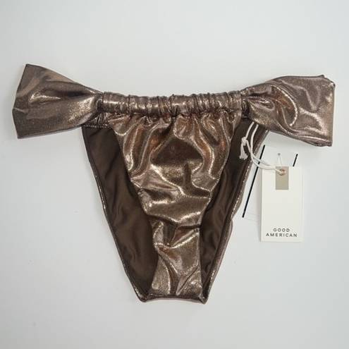 Good American NWT  Foil Ruched Cheeky Bikini Bottom Mocha Foil Size 2 / Medium