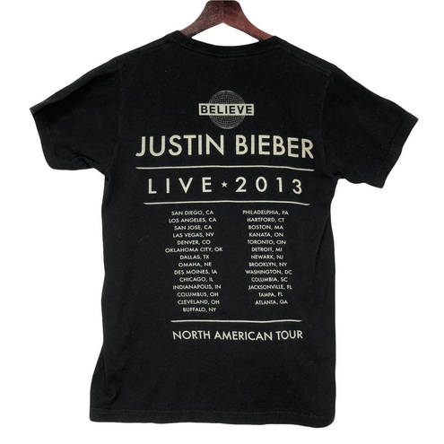 Tultex JUSTIN BIEBER Size Small Believe Live 2013 Tour T-Shirt - Black by  GOLD