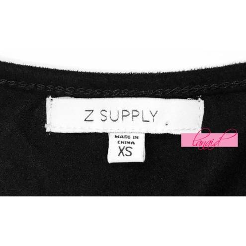 Z Supply The Suede Cut-Out Dress Black V-Neck Strappy Felt Cutout Edgy Mini XS