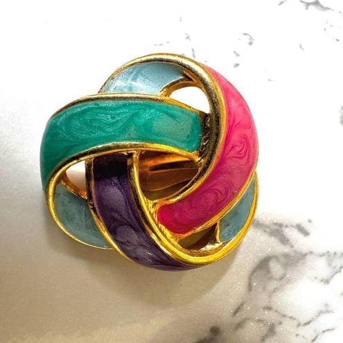 infinity Vintage colorful  knot clip on earrings