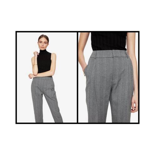 ANINE BING 💕💕 Becky Trouser Pant Straight Leg High Waisted Grey Fishbone 32 NWT