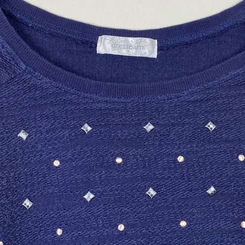 Dress Barn  Navy Studded Front Knit Sweater Size 2X