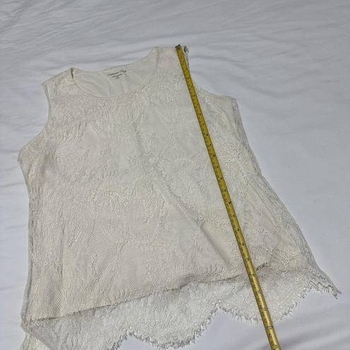 Coldwater Creek  Ivory Lace Overlay Tank Top Shirt Size Medium M (10-12)