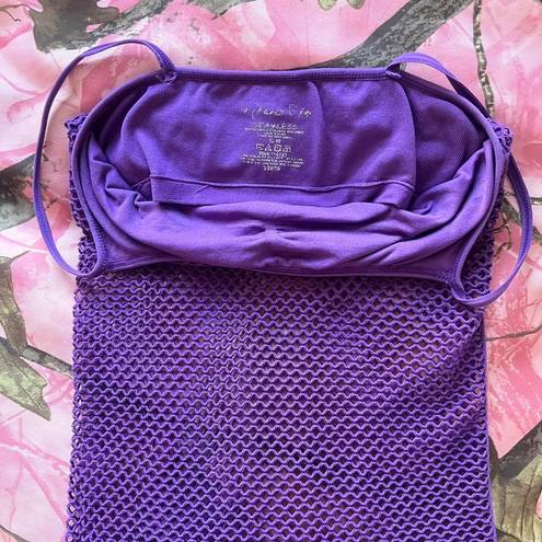 Poof y2k vintage 2000s purple fishnet mesh tube mini dress 