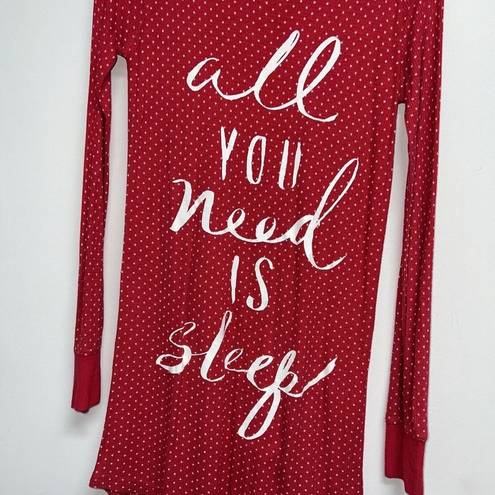 Live Love Dream Aeropostale  Waffle Knit Nightgown Long Sleeve Womens Size S Red