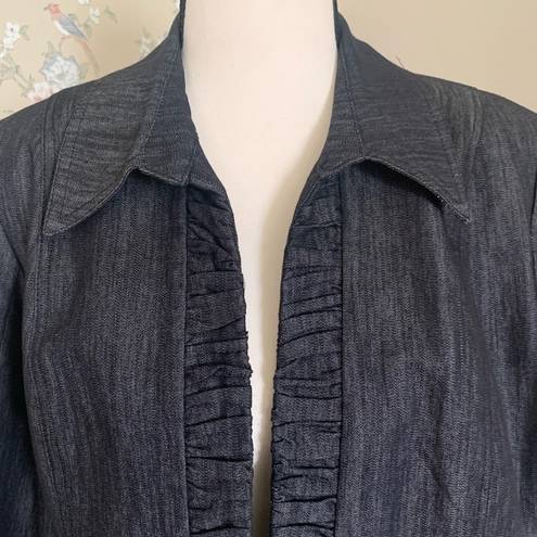 Dress Barn  | open front denim ruffle blazer