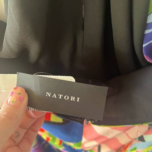 Natori Josie by  NWT Black Leaf Halter Jumpsuit size 16 floral colorful women’s