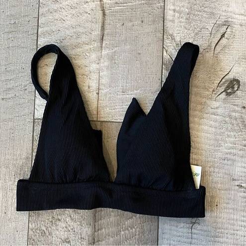 Aerie NWT  Black Ribbed Triangle Bikini Top