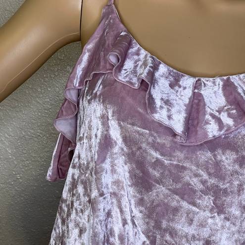 Grayson Threads Grayson Thread Velour Ruffled Tank Top Light Purple Size Medium