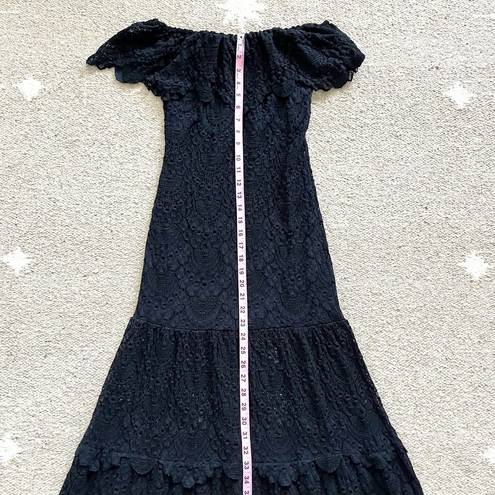 Nightcap Positano Black Lace Off Shoulders Maxi Dress