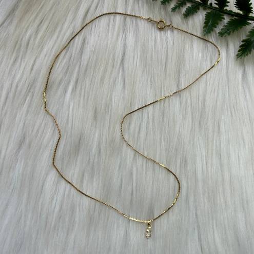 Dainty faceted rhinestones gold tone necklace