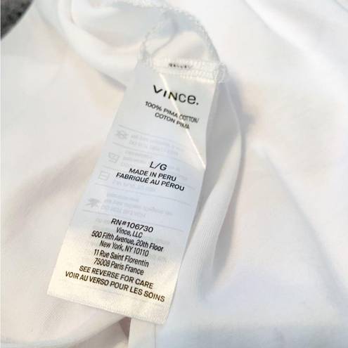 Vince  Sleeveless Pima Cotton Midi Faux Wrap 
Dress In Optic White Size L NWT