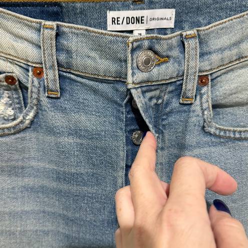 RE/DONE NWT  High Rise Ankle Crop Comfort Stretch Jeans Worn Blue Size 26