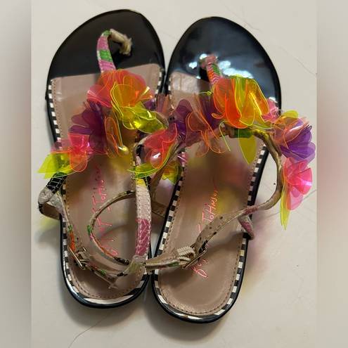 Betsey Johnson  Alanni Black Embellished Flower Sandals
Women's Size 7