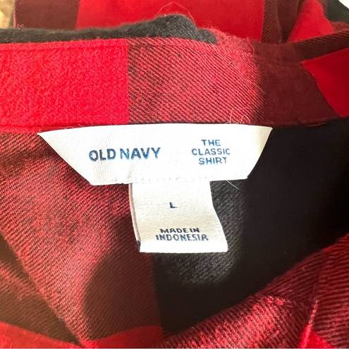 Old Navy NWT  Classic Shirt Buffalo Plaid Red Black Flannel Button Down Size L