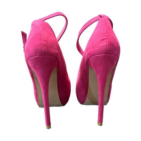 Bella Marie , hot pink, suede Mary Jane Pumps.