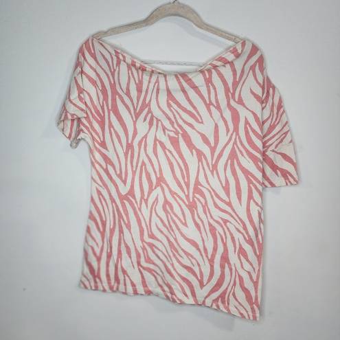 n:philanthropy NWT  Austin Tee Boatneck Women Medium Slate Tropical Zebra Top