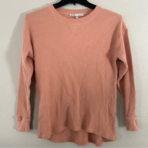 Seven7  Peach Waffle Knit Long Sleeve Shirt Top Blouse Casual Comfy Spring Small